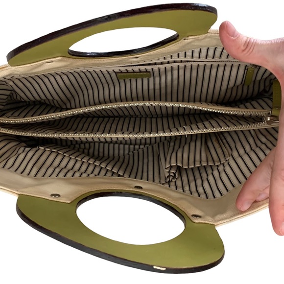 Vintage authentic Kate Spade waxed linen tote mod retro Rare - Picture 8 of 15